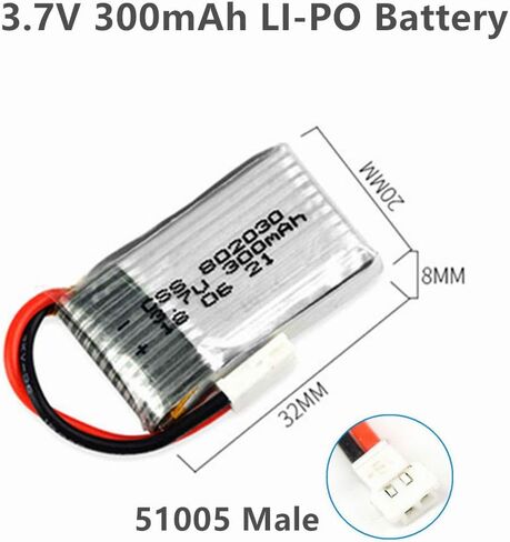 بطارية LI-PO 3.7 فولت 300 مللي أمبير في الساعة لجهاز التحكم عن بعد بمقياس 1/18 Shark UDI U816 U830 F180 E55 FQ777 FQ17W RC بدون طيار لطائرة Syma X11 X11C 4 حزم مع شاحن بطارية ذكي 5 في 1 in Kuwait