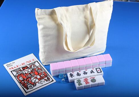 مجموعة ألعاب YINIUREN American Mahjong مقاس كبير 1.6 بوصة 166 قطعة من البلاط الأمريكي Mahjong مجموعة ميلامين Mah-Jongg (وردي، 1.6 × 1.2 × 0.8 بوصة) in Kuwait