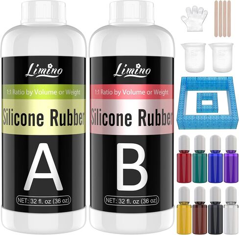 مجموعة صنع قوالب السيليكون - 0.5 جالون / 4.5 رطل من مطاط السيليكون السائل الشفاف مع صبغة السيليكون، قوالب التشكيل مع التعليمات - نسبة 1: 1 15 أمبير لصنع قالب السيليكون لقوالب الراتنج والصب in Kuwait