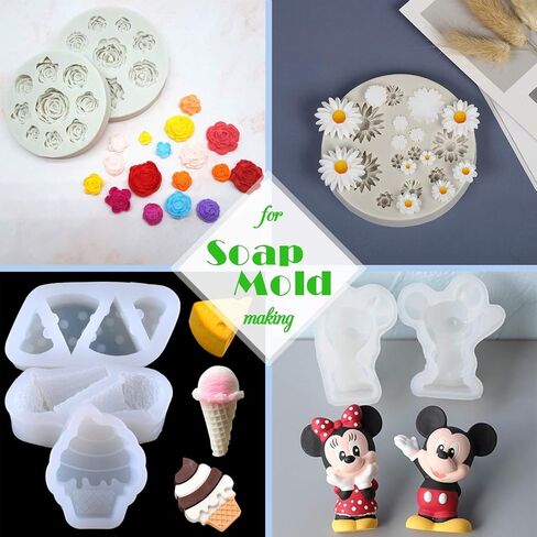 مجموعة صنع قوالب السيليكون - 0.5 جالون / 4.5 رطل من مطاط السيليكون السائل الشفاف مع صبغة السيليكون، قوالب التشكيل مع التعليمات - نسبة 1: 1 15 أمبير لصنع قالب السيليكون لقوالب الراتنج والصب in Kuwait