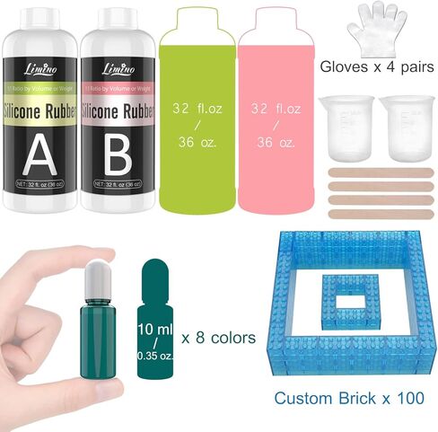 مجموعة صنع قوالب السيليكون - 0.5 جالون / 4.5 رطل من مطاط السيليكون السائل الشفاف مع صبغة السيليكون، قوالب التشكيل مع التعليمات - نسبة 1: 1 15 أمبير لصنع قالب السيليكون لقوالب الراتنج والصب in Kuwait