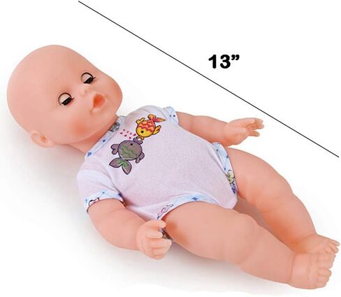 Liberty Imports Baby Bath Toys 13-Inch Little Newborn Doll Bath Set - Real Working Bathtub with Detachable Shower Spray and Accessories for Kids Pretend Play in Saudi Arabia