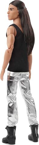 Barbie Signature Barbie Looks Ken Doll (Long Brunette Hair) Fully Posable Fashion Doll Wearing Black Tank Top & Metallic Pants, Gift for Collectors in Saudi Arabia