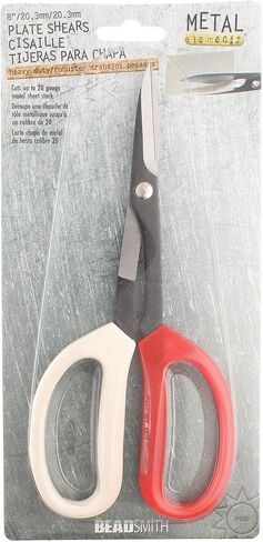 The Beadsmith Plate Shears – Metal Elements – Heavy Duty Scissors – Made of Carbon Steel – 8 Inches/20.3mm Long, 1.75in/44.45mm Cutting Blades – Cuts Up to 20 Gauge Metal Sheet Stock in Saudi Arabia