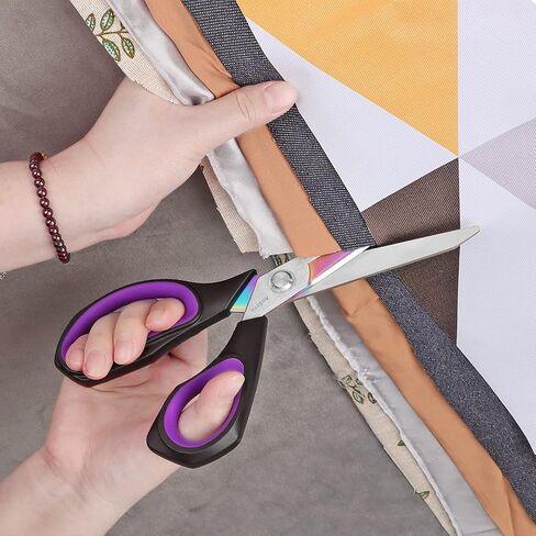 مجموعة مقصات قماشية احترافية من أسديرن، مقص خياطة مطلي بالتيتانيوم، مقص خياطة بشفرة حادة للغاية، مقبض مطاطي مريح، رائع للحرف اليدوية، الخياطة والاستخدام اليومي، 23.8 سم/ 12.7 سم، مجموعة من قطعتين in Kuwait