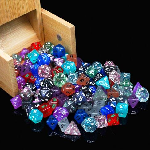 مجموعة نرد DND صغيرة 10 مم، 10 مجموعات نرد آر بي جي متعدد السطوح (70 قطعة) للعب الأدوار MTG، RPG، D&D Dungeons and Dragons. (دوامة بلونين) in Kuwait
