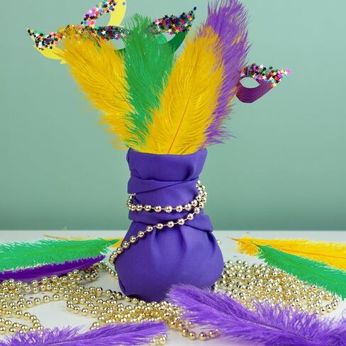 Hotop 90 Pcs Mardi Gras Feathers 12-14 Inch Colored Feathers Colorful Feathers for DIY Crafts Yellow Green Purple Ostrich Feathers Ostrich Plumes Bulk for Carnival Costume Party Decoration Accessories in Saudi Arabia