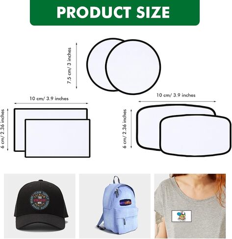 120 Pieces Sublimation Iron-on Patches Fabric Hat Patches 3 Shapes Blank Patches Round Rectangle Sublimation Patches Blank Repair Patches for DIY Crafts Clothing Repair, 3 Shape(Black) in Kuwait