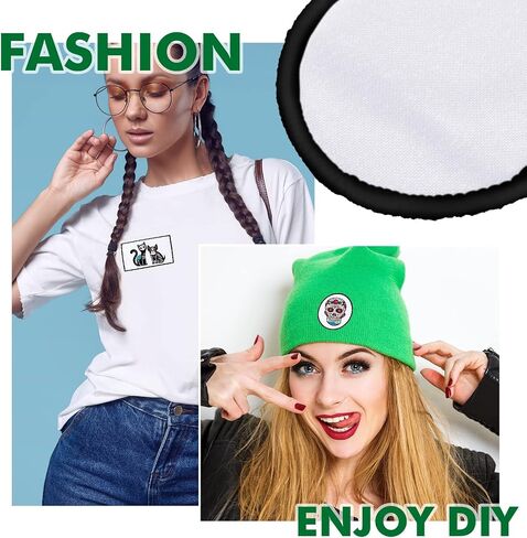 120 Pieces Sublimation Iron-on Patches Fabric Hat Patches 3 Shapes Blank Patches Round Rectangle Sublimation Patches Blank Repair Patches for DIY Crafts Clothing Repair, 3 Shape(Black) in Kuwait
