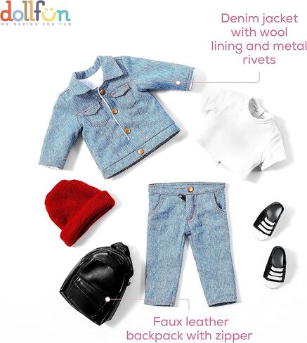 مجموعة دمى عصرية للفتيات من DOLLFUN World مقاس 45.72 سم كاتي (أستراليا) دمية أنيقة مع شعر للتصفيف والملابس والأحذية والإكسسوارات. شعر أشقر فضي وعيون زرقاء، قوقازي in Kuwait