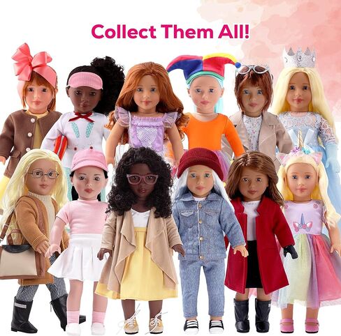 مجموعة دمى عصرية للفتيات من DOLLFUN World مقاس 45.72 سم كاتي (أستراليا) دمية أنيقة مع شعر للتصفيف والملابس والأحذية والإكسسوارات. شعر أشقر فضي وعيون زرقاء، قوقازي in Kuwait