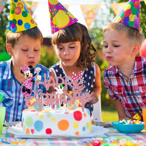 غلاف كعكة عيد ميلاد الفأر الوردي، ديكور حفلات عيد ميلاد الفأر اللامع لحفلات استقبال المولود الجديد، يكشف عن الجنس لوازم تزيين حفلات عيد ميلاد سعيد للفتيات in Kuwait