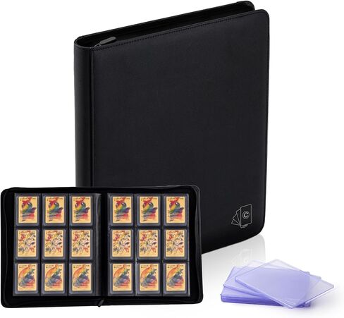 حافظة Cenxaki Toploader Binder، 9 جيوب تحمل 288 حافظة صلبة لتخزين البطاقات، أكمام بطاقات صلبة أكبر مقاس 3.3 بوصة × 4.3 بوصة لبطاقات Pokemon TCG ساحرة 25 حافظة بطاقات صلبة من PVC in Kuwait