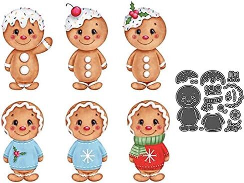 قوالب قطع معدنية بتصميم رجل الزنجبيل بـ4 انماط من كيو تولز، لوازم صنع البطاقات، قوالب قطع معدنية للكريسماس لسجل القصاصات والاستنسل والورق النقش وسجل القصاصات وتزيين بطاقات المعايدة بنفسك in Kuwait