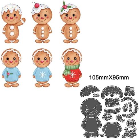 قوالب قطع معدنية بتصميم رجل الزنجبيل بـ4 انماط من كيو تولز، لوازم صنع البطاقات، قوالب قطع معدنية للكريسماس لسجل القصاصات والاستنسل والورق النقش وسجل القصاصات وتزيين بطاقات المعايدة بنفسك in Kuwait