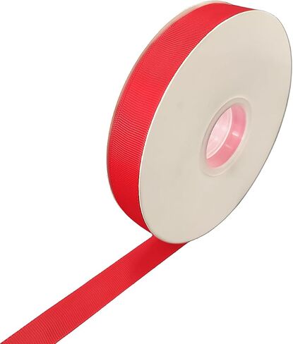 Abbaoww 1 بوصة 50 ياردة الصلبة الأحمر Grosgrain الشريط مخطط الشريط لديكور الزفاف هدية التفاف DIY المشاريع in Kuwait
