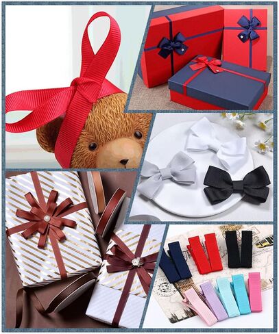 Abbaoww 1 بوصة 50 ياردة الصلبة الأحمر Grosgrain الشريط مخطط الشريط لديكور الزفاف هدية التفاف DIY المشاريع in Kuwait