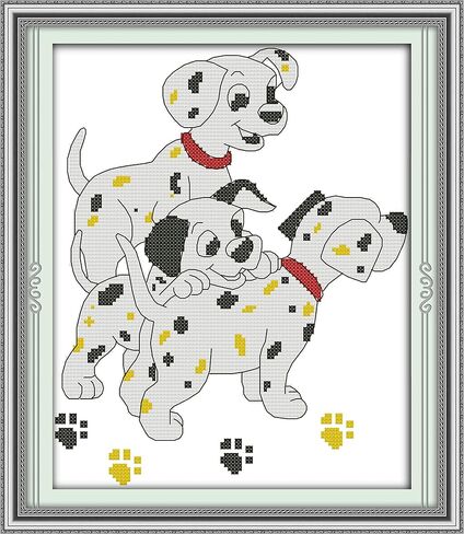 مجموعة خياطة متقاطعة مختومة، نمط مطبوع عليه اون4بي Three Dalmatians 11CT 12.6 × 15 انش، مجموعة تطريز يدوية (دلماسي) in Kuwait