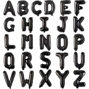 Letter Balloons 16 Inch Mylar Foil Alphabet Letter A-Z Balloons Set for Wedding Birthday Party Decoration Banner Custom Phrase 26 Pieces(Black)