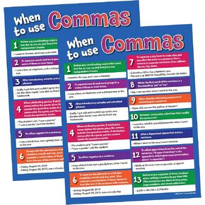 ZOCO - When to Use Commas Poster - Punctuation Chart - Laminated, 17 x 22 inches - Language Arts/Grammar Posters for Elementary, Middle School, High School - English Classroom Decor in Kuwait