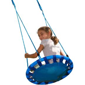 Hearthsong 24-Inch ColorBurst Round Tree Swing with Mesh Mat and Foam-Padded Metal Frame, Blue in Kuwait
