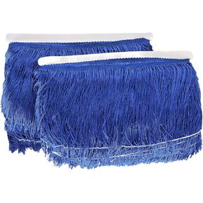 55 Yards Royal Blue Sewing Fringe Trim 6 Inch Wide Tassel Trim Polyester Yarn Fabric Trim for Clothes Accessories Latin Wedding Dress DIY Lamp Shade Decoration in Kuwait