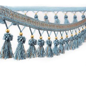 Yalulu 4 ياردة الخرز شنقا الكرة شرابة هامش تقليم شريط قماشي التشذيب للستائر مفرش المائدة ديكور المنزل (رمادي) in Kuwait