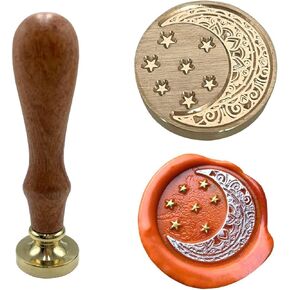 ختم شمع القمر والنجمة المرصعة بالنجوم، رأس نحاسي قابل للإزالة بموضوع عتيق، رائع لأظرف بطاقات دعوات حفلات الزفاف العتيقة، وختم الحروف، وعيد الشكر، وعيد الميلاد in Kuwait