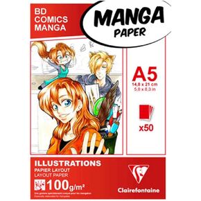 Clairefontaine Manga Illustrations Pad, A4, 100g-Plain, White in Kuwait