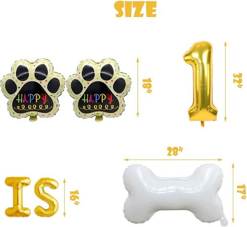 Vetwo Some Pawty Is One Balloons Gold Pet Dog 1st Birthday Party Banner Let's Pawty/Dog Paw/Bone Shaped/Pet Puppy/Pet Adoption/Dog Themed First Birthday Baby Shower Party Supplies Decorations in Kuwait