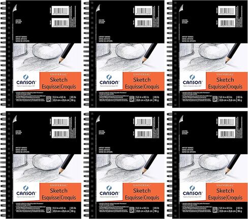 6-Pack - Canson Universal Sketch Paper Pad 5.5 x 8.5-100 Sheets Each in Saudi Arabia