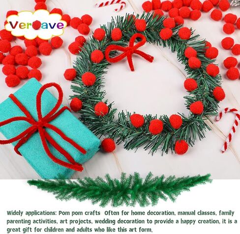 Veroave 150 قطعة بوم بومس 2.54 سم أحمر، كرات بوم صغيرة للحرف اليدوية، كرات النفخة، الفنون والحرف اليدوية كرات بوم بومس لتزيين الحرف اليدوية الإبداعية in Kuwait