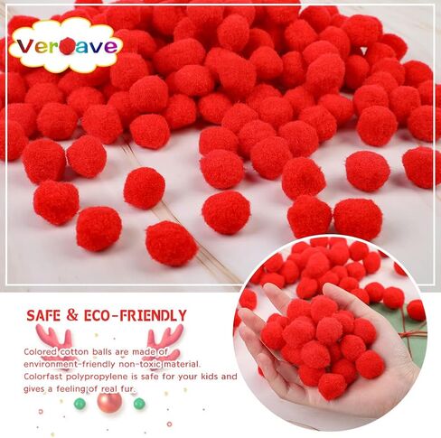 Veroave 150 قطعة بوم بومس 2.54 سم أحمر، كرات بوم صغيرة للحرف اليدوية، كرات النفخة، الفنون والحرف اليدوية كرات بوم بومس لتزيين الحرف اليدوية الإبداعية in Kuwait