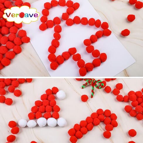 Veroave 150 قطعة بوم بومس 2.54 سم أحمر، كرات بوم صغيرة للحرف اليدوية، كرات النفخة، الفنون والحرف اليدوية كرات بوم بومس لتزيين الحرف اليدوية الإبداعية in Kuwait