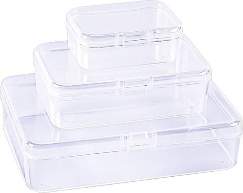 LJY 36 Pieces Mixed Sizes Rectangular Empty Mini Plastic Storage Containers with Lids for Small Items and Other Craft Projects (Clear) in Saudi Arabia