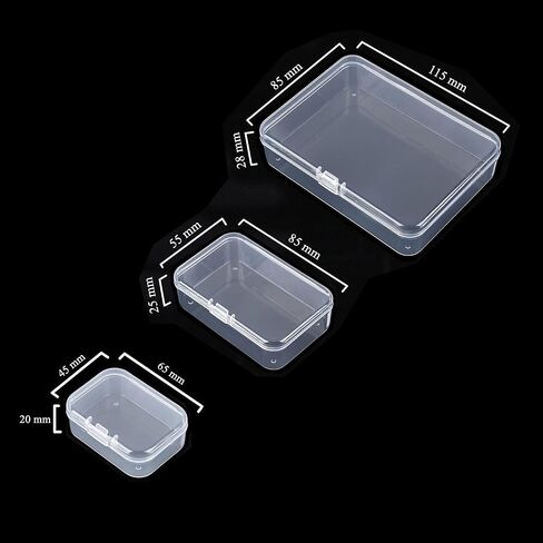 LJY 36 Pieces Mixed Sizes Rectangular Empty Mini Plastic Storage Containers with Lids for Small Items and Other Craft Projects (Clear) in Saudi Arabia