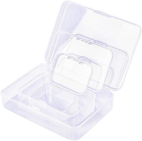 LJY 36 Pieces Mixed Sizes Rectangular Empty Mini Plastic Storage Containers with Lids for Small Items and Other Craft Projects (Clear) in Saudi Arabia