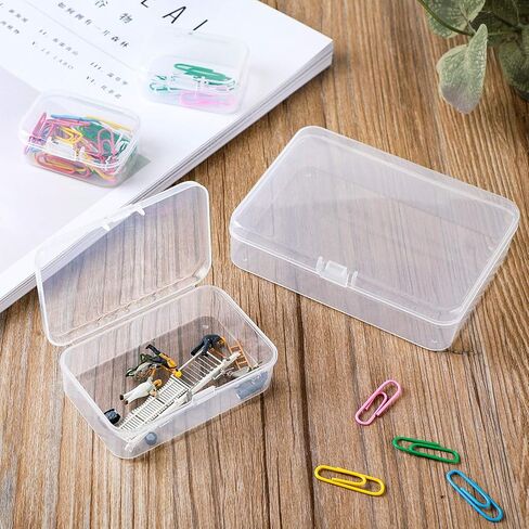 LJY 36 Pieces Mixed Sizes Rectangular Empty Mini Plastic Storage Containers with Lids for Small Items and Other Craft Projects (Clear) in Saudi Arabia