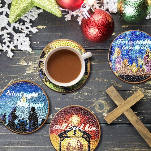 YLOLUL 10 Pcs Skull Shaped Diamond Painting Coasters Kits DIY Skull Diamond Painting Coasters with Holder Skull Diamond Painting Coasters for Beginners Adults and Kids Art Craft Supplies Gift in Kuwait