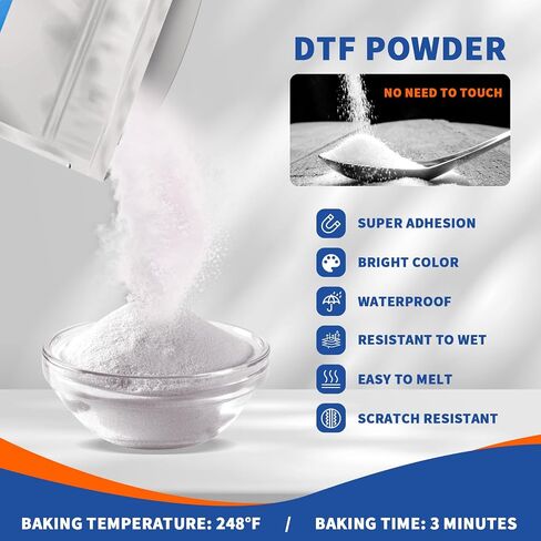 مسحوق Kenteer DTF للتسامي، 500 جرام/17.6 أونصة لاصقة تذوب ساخنة للنقل الرقمي لجميع طابعات DTF، مسحوق نقل DTF لأفلام نقل DTF وجميع الأقمشة in Kuwait