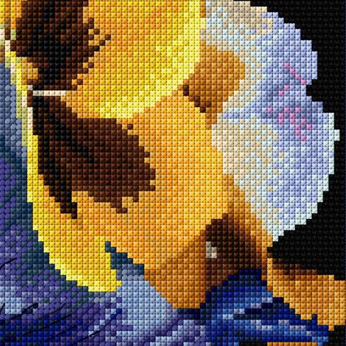 Thea Gouverneur - Counted Cross Stitch Kit - Pansies - Aida Black - 18 Count - for Adults - 435.05 in Kuwait