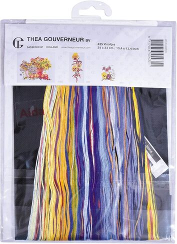 Thea Gouverneur - Counted Cross Stitch Kit - Pansies - Aida Black - 18 Count - for Adults - 435.05 in Kuwait