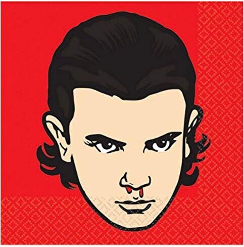 Stranger Things Design Beverage Paper Napkins - 5" x 5" | Black/Red | Pack of 16 in Saudi Arabia