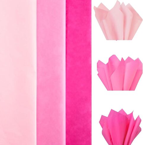 60 ورقة مناديل تغليف وردية - 20 × 27 بوصة، مجموعة مناديل هدايا لحقيبة الهدايا، ورق تزيين هدايا عيد الميلاد وحفلات الزفاف DIY in Kuwait