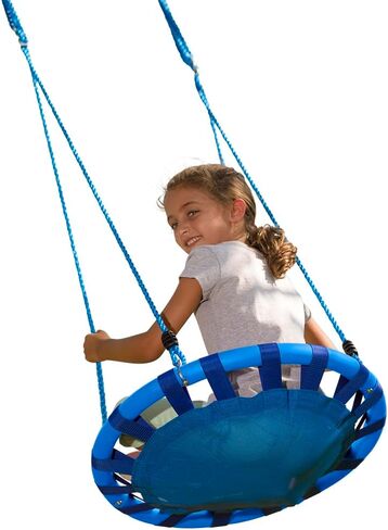 Hearthsong 24-Inch ColorBurst Round Tree Swing with Mesh Mat and Foam-Padded Metal Frame, Blue in Kuwait