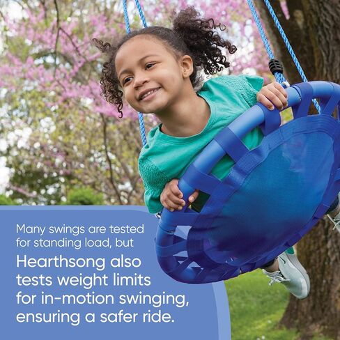 Hearthsong 24-Inch ColorBurst Round Tree Swing with Mesh Mat and Foam-Padded Metal Frame, Blue in Kuwait