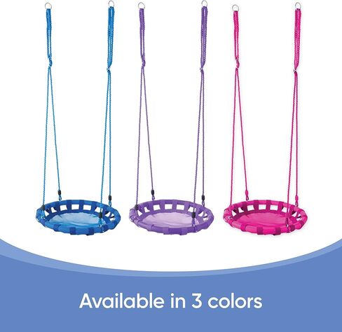 Hearthsong 24-Inch ColorBurst Round Tree Swing with Mesh Mat and Foam-Padded Metal Frame, Blue in Kuwait