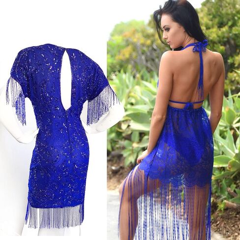 55 Yards Royal Blue Sewing Fringe Trim 6 Inch Wide Tassel Trim Polyester Yarn Fabric Trim for Clothes Accessories Latin Wedding Dress DIY Lamp Shade Decoration in Kuwait