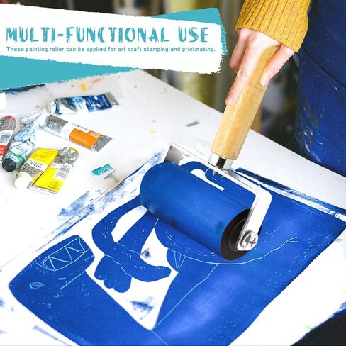 Wpxmer Paint Roller Set, 3 Pieces 1.4/2.4/4 Inch Rubber Roller and Tweezers Remover Set, Paint Rollers for Art Craft Stamping and Printmaking in Kuwait