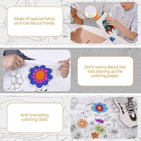 بكرة رسم للأطفال، بكرة ورق تلوين للأطفال، ورق تعبئة ملون للرسم بنفسك، مجموعة لوازم فنية تعليمية مبتكرة للأطفال قابلة لإعادة الاستخدام وقابلة للغسل، 39.4 * 7.9 بوصة، 4 أوراق in Kuwait